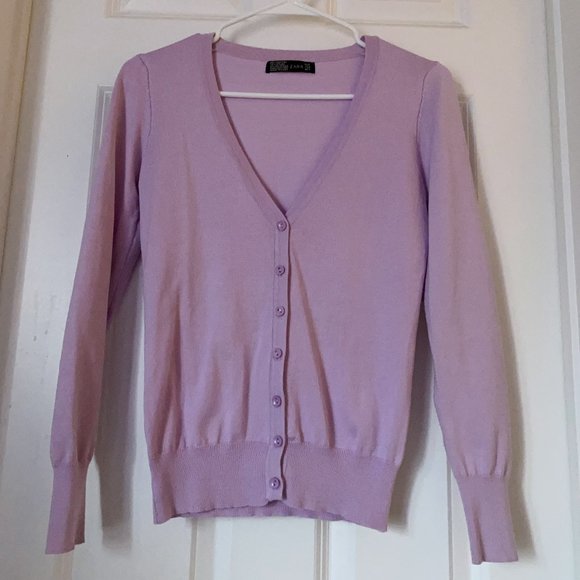 NWOT.  New Zara V-Neck Knitted Cardigan Jacket Long Sleeve Crochet Sweater - Picture 2 of 5